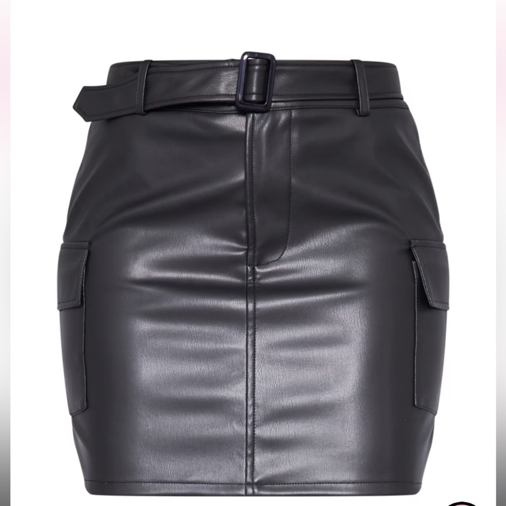 Tall Faux Leather Skirt with Belt